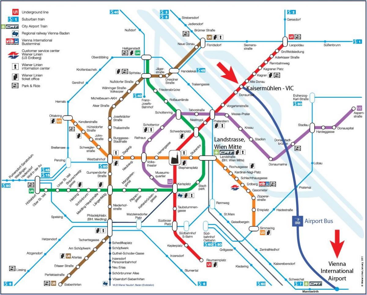 Karte von Wien mitte station