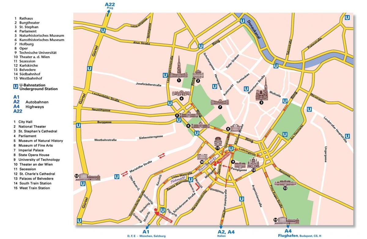 Karte der Wiener Ringstraße 