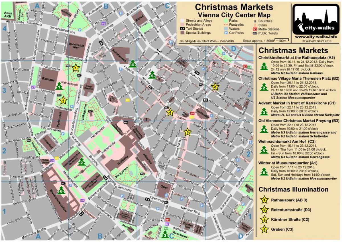 Karte von Wien Weihnachtsmarkt