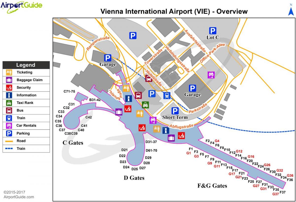 Karte von Flughafen Wien Ziel