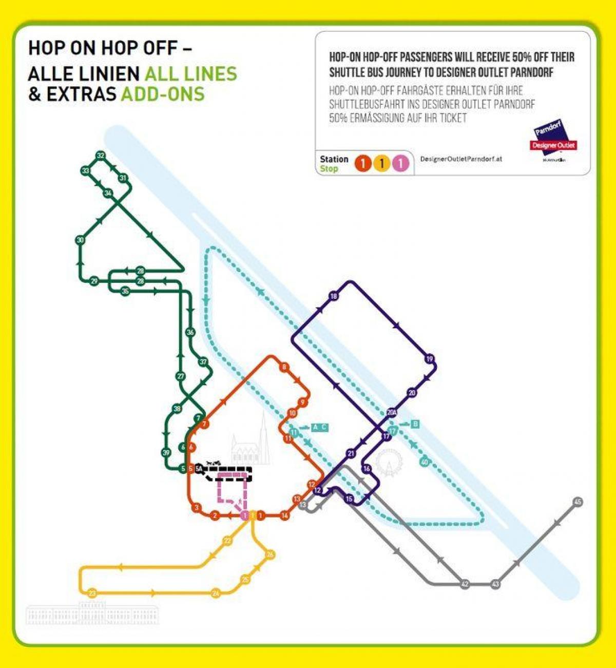 Wien hop-on-hop-off bus tour-Karte