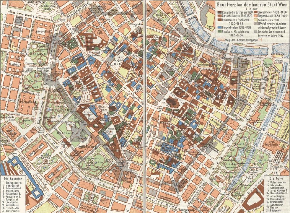 Wien, alte Stadt Karte