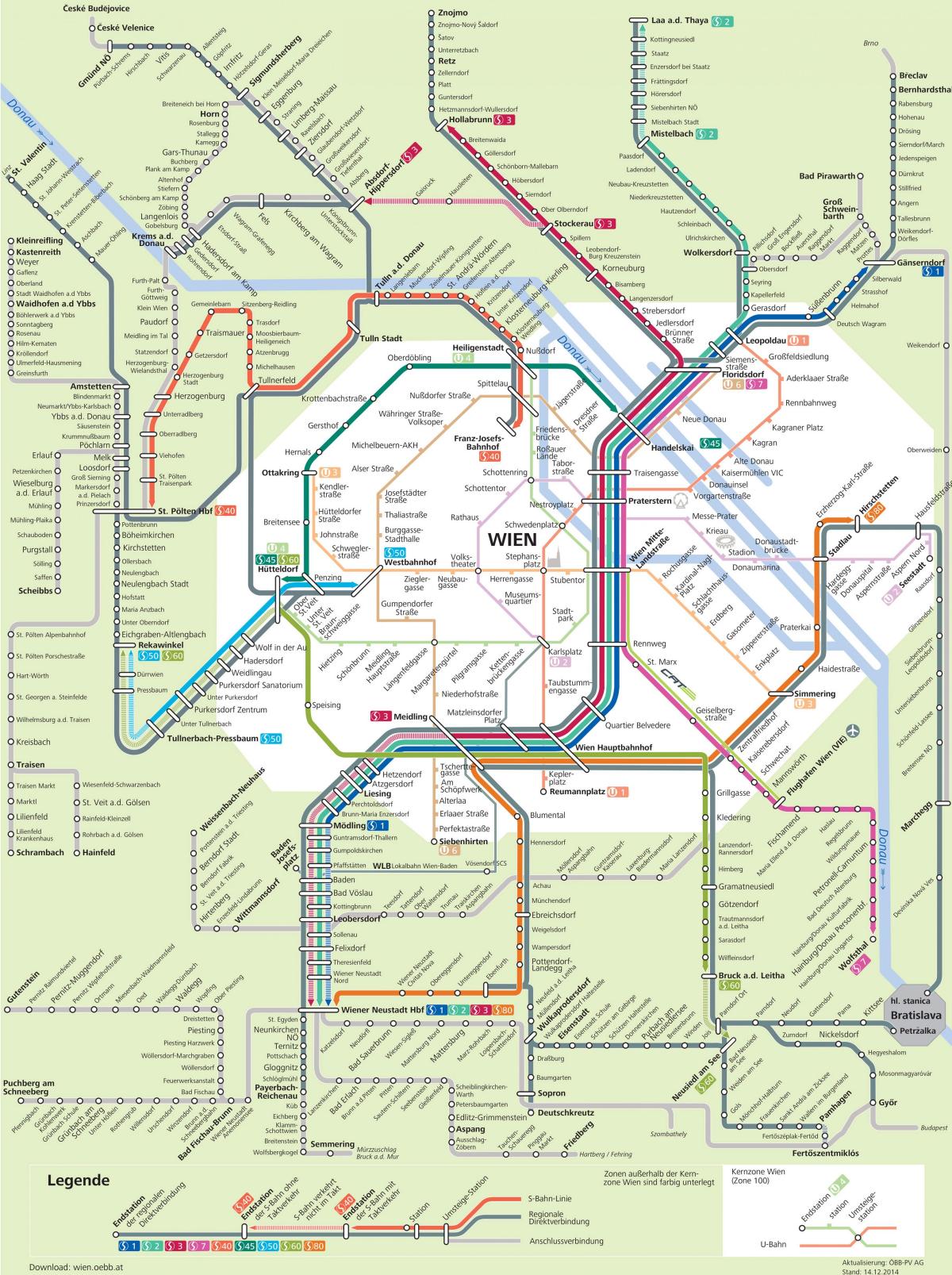 Karte von Wien s7 route