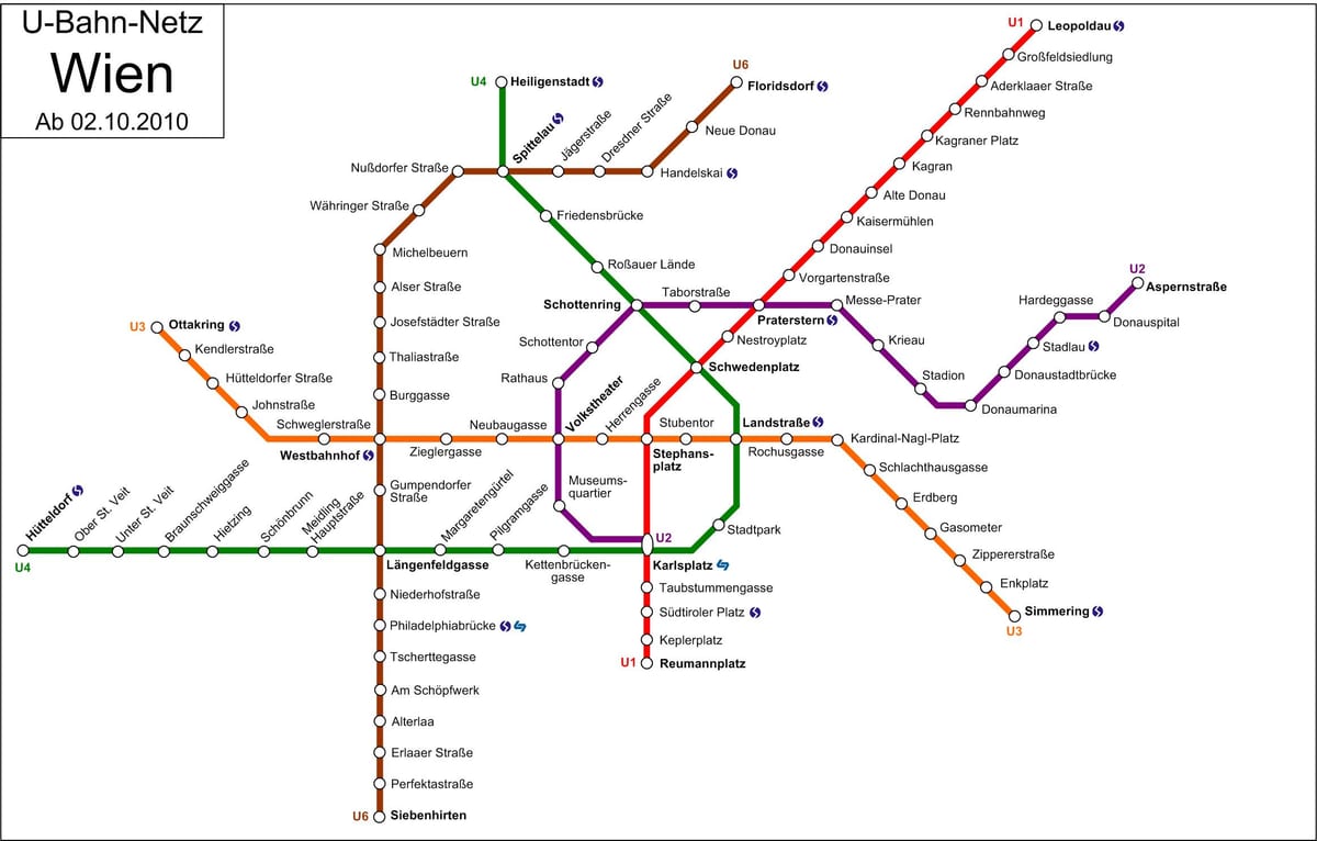 die Straßenbahnlinie d, Wien Karte