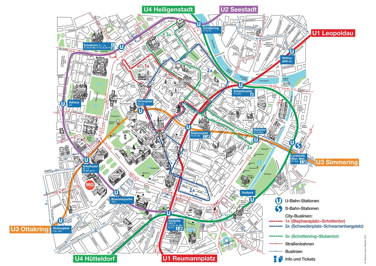 Wien innere Stadt, touristische Karte