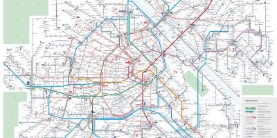 Karte von Wien mit öffentlichen Verkehrsmitteln